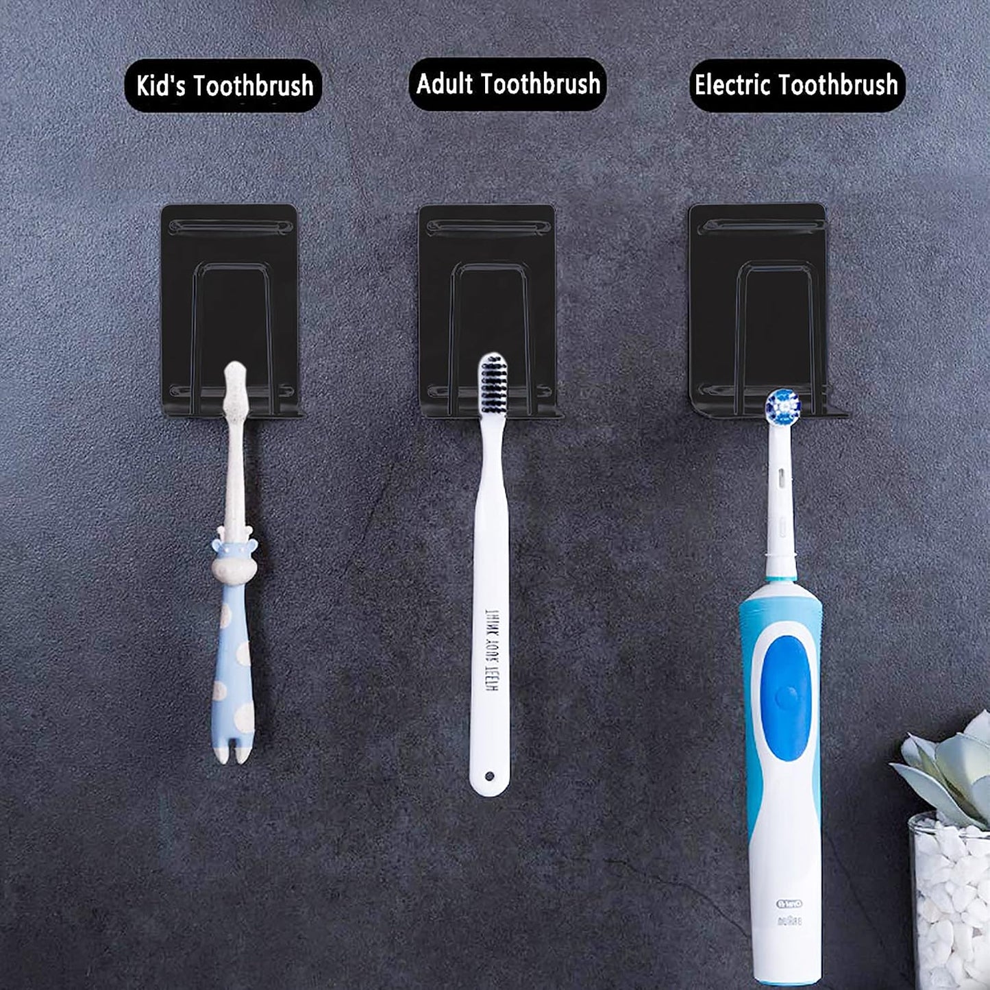 HANZE 2 Pack Toothbrush Holder 304 Stainless Steel Adhesive Wall Mounted 3 in 1 with Toothbrush Holder Toothpaste Holder and Cup Holder for Bathroom Shower