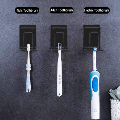 HANZE 2 Pack Toothbrush Holder 304 Stainless Steel Adhesive Wall Mounted 3 in 1 with Toothbrush Holder Toothpaste Holder and Cup Holder for Bathroom Shower