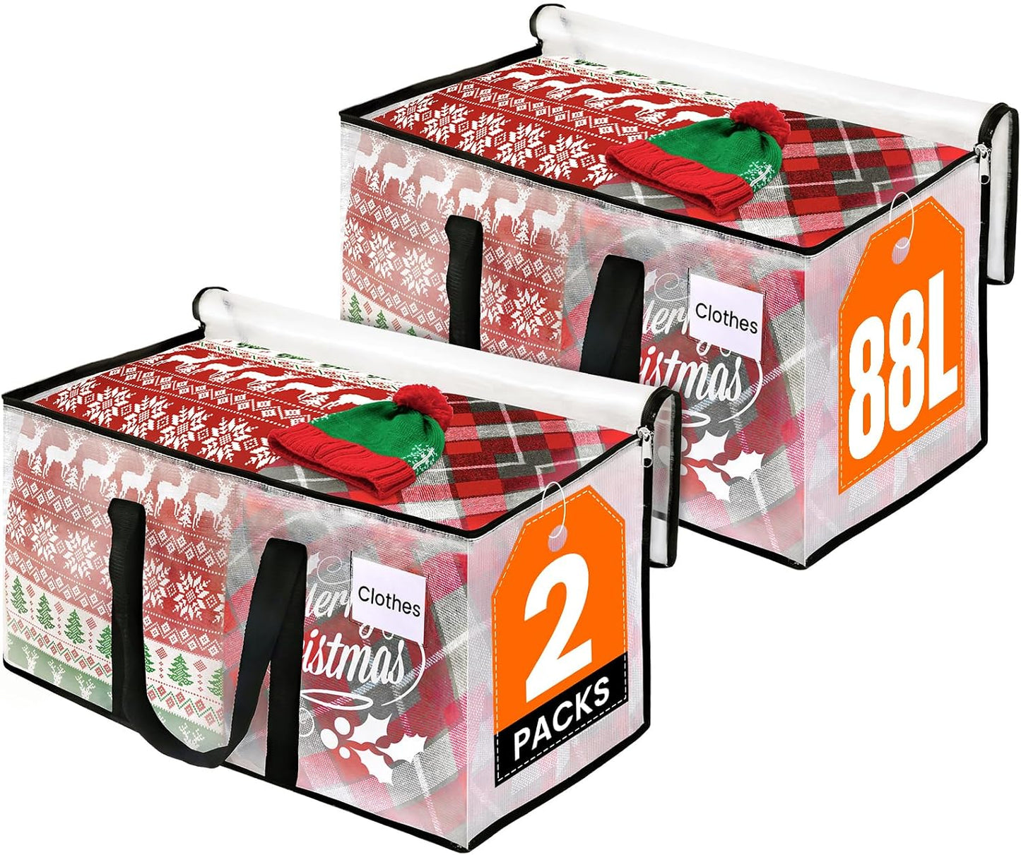 RoomHacks Heavy Duty Clear Moving Bags with Reinforced Handle and Double Zipper, Storage Totes, Packing Bags Alternative to Moving Essential and Supplies Box, Clear, Large, 6 Packs
