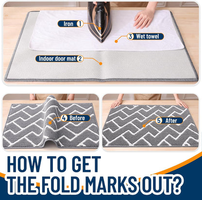 OLANLY Front Door Mat, Non-Slip Rubber Backing, Dirt Resistant and Absorbent, Washable, Easy to Clean Low-Profile Indoor Doormat for Back Door, Entryway, Inside Entrance, 32x20, Grey