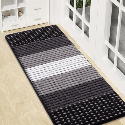 Kitinjoy Indoor Outdoor Door Mat, 32x20 Non-Slip Absorbent Dirt Trapper, Low-Profile Washable Inside Entrance Front Floor Mat, Sturdy Soft Entry Doormats for Entryway, Grey