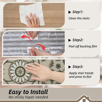 BEQHAUSE Stair Treads for Wooden Steps Non-Slip Machine Washable Carpet Stair Treads 8"X30" Soft Indoor Stair Runner for Kids Elders and Pets, 100% Polyester, TPE Backing, 15pcs, Grey/Orange