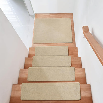 PURE ERA Carpet Stair Treads Ultra Plush 9.5" X 30"Soft Bullnose Indoor Stair Protectors Pet-Friendly Non-Slip Skid Resistant Tape Free Washable Reusable(2 Pieces,Brown)