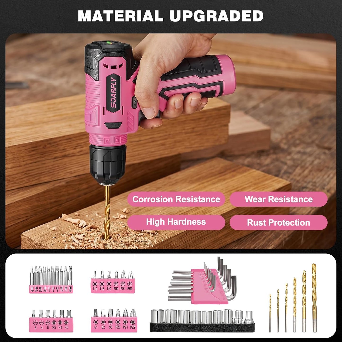 Upgraded 180 Piece Tool Set, Tool Kit with 8V Cordless Drill Set, General Household Hand Drill Kit for Men and Women, Plastic Storage Toolbox for DIYers, Home Maintenance and Everyday Repairs(Orange)