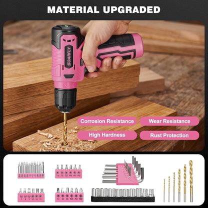 Upgraded 180 Piece Tool Set, Tool Kit with 8V Cordless Drill Set, General Household Hand Drill Kit for Men and Women, Plastic Storage Toolbox for DIYers, Home Maintenance and Everyday Repairs(Orange)