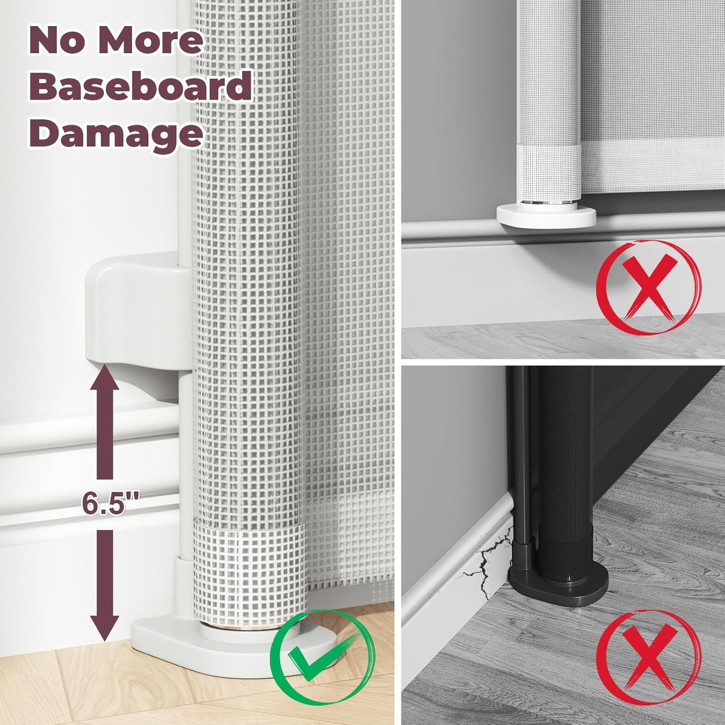 Retractable Baby Gate for Stairs & Doorways, Mesh Dog Gate Indoor Outdoor, Extends to 55" Wide 34" Tall Child Gate for Hallways, Deck, Porch, Pet Toddler Safety Essentials, Easy Install, Grey