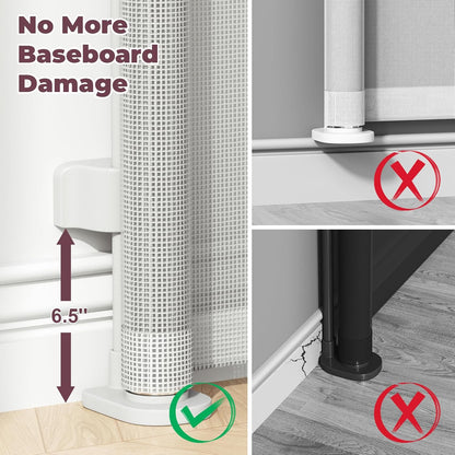 Retractable Baby Gate for Stairs & Doorways, Mesh Dog Gate Indoor Outdoor, Extends to 55" Wide 34" Tall Child Gate for Hallways, Deck, Porch, Pet Toddler Safety Essentials, Easy Install, Grey