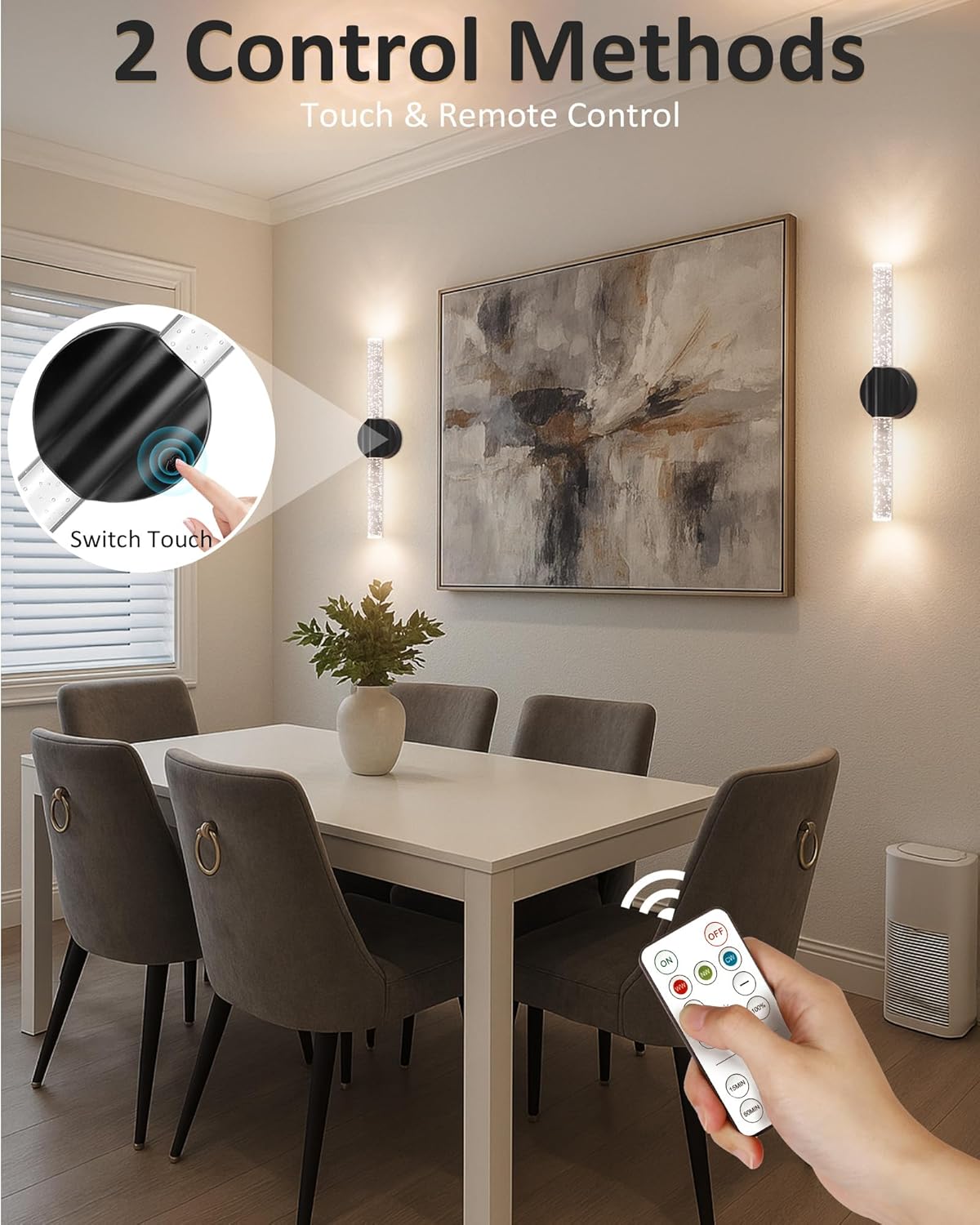 Peel and Stick on Wall Sconce set of 2, Rechargeable No Drill Gold Wireless Magnetic Battery Operated Wall Lights with Remote, Dimmable Cordless Wall Lamps for Bedroom Living Room Bathroom Decor