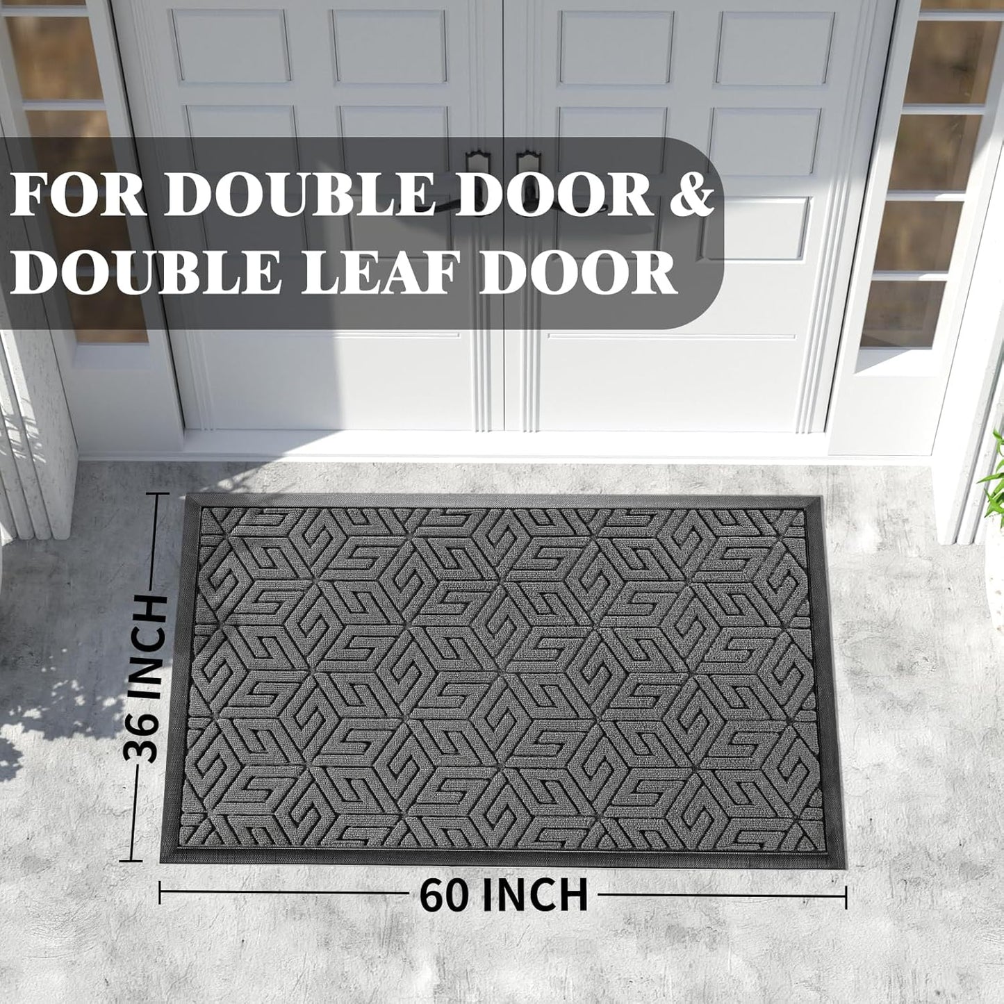 Yimobra Doormat Outdoor Entrance 29.5x17, All-Weather Waterproof Outdoor Mats for Front Door, Non Slip Welcome Door Mat for Patio Proch Outside Entryway Indoor, Black