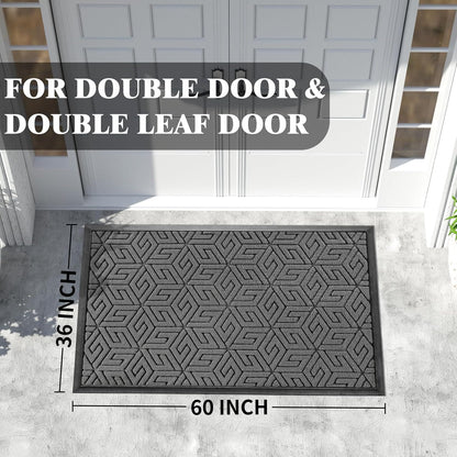 Yimobra Doormat Outdoor Entrance 29.5x17, All-Weather Waterproof Outdoor Mats for Front Door, Non Slip Welcome Door Mat for Patio Proch Outside Entryway Indoor, Black