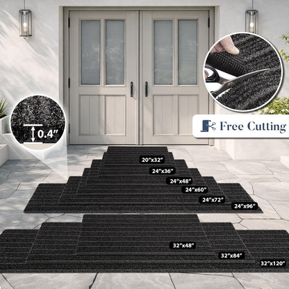 Outdoor Front Door Mat 32" x 48", Dirt Trapping Outside Entrance Rug, Non Slip Shoe Scraper, Heavy Duty Commercial Rug for Patio, Garage, Traffic Area, Office, Roll Packing
