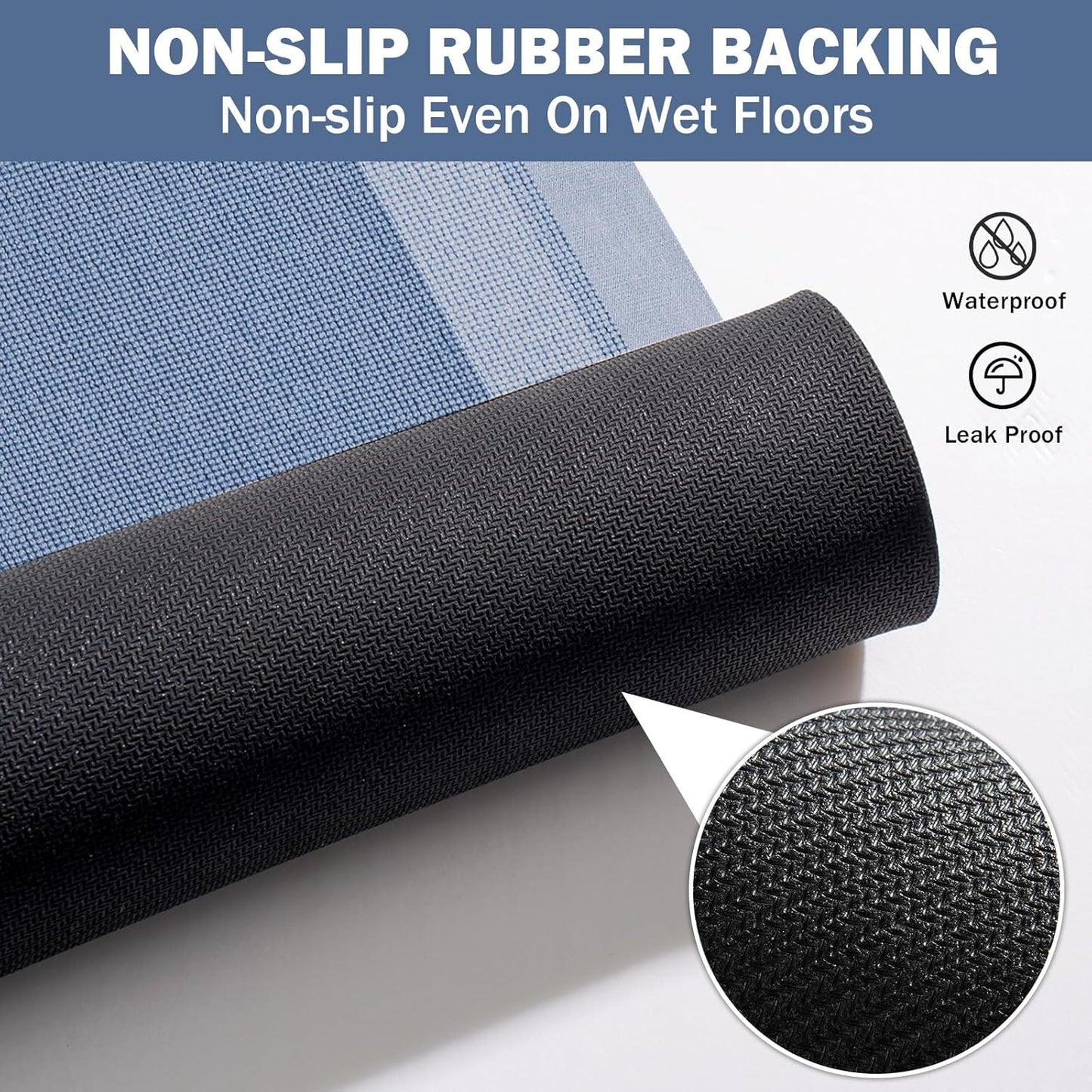 YDKGL Non Slip Bath Mat, Rubber Backing Ultra Thin Bathroom Rugs Fit Under Door Quick Dry Super Absorbent Washable Bath Rug Shower Mat for Bathroom Floor Bathtub Shower Sink, Easy Care Blue 16"x 24"