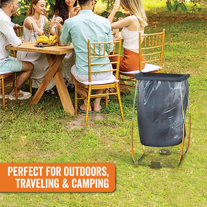 Yukon Glory Collapsible Trash Bag Holder & Portable Trash Can Stand, Stainless Steel, Holds 13 Gallon Bags, Folds Into Its Own Carry Bag, for Camping, Tailgating & Outdoor Cleanup
