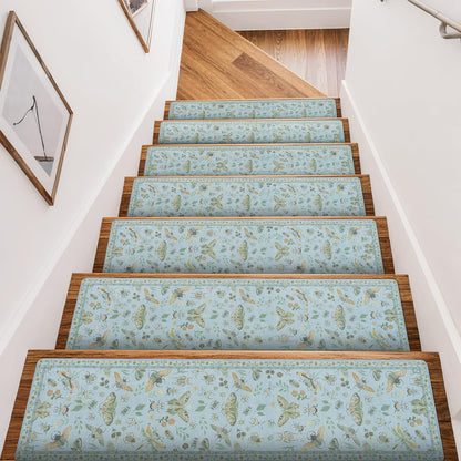 OJIA Insect Print Stair Treads Non Slip Stair Runners for Wooden Steps Indoor, 15PCS 8"x30" Rubber Backing Carpet Treads for Wood Stairs Staircase Step Treads for Kids & Dogs, Stair Covers, Black