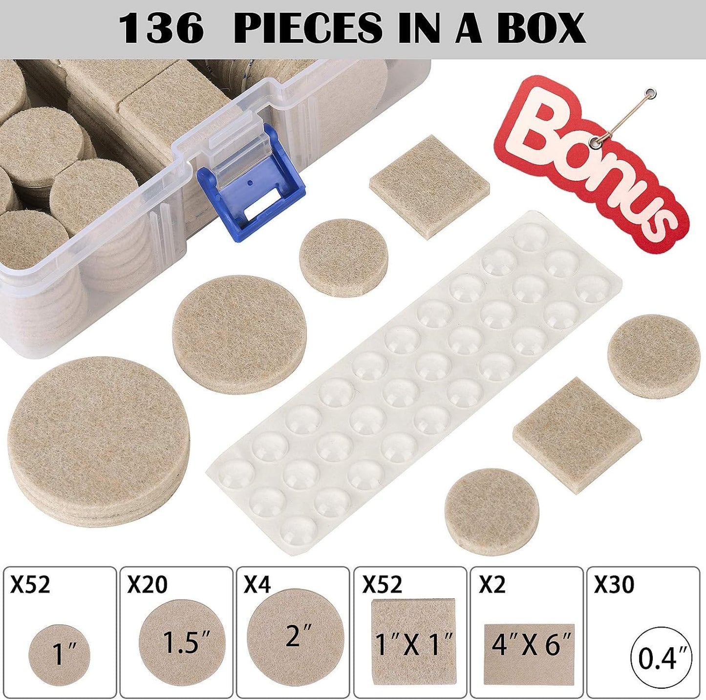 Felt Furniture Pads 300 Pieces, Furniture Pads for Hardwood Floors, Felt Pads for Chair Legs Furniture, Floor Protectors for Furniture Black