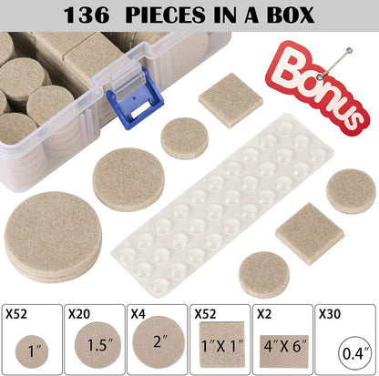 Felt Furniture Pads 300 Pieces, Furniture Pads for Hardwood Floors, Felt Pads for Chair Legs Furniture, Floor Protectors for Furniture Black