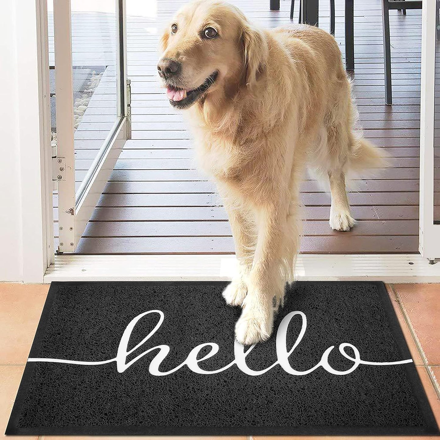 EARTHALL Door Mat Outside Inside Home Doormat, 30"x17.5", Durable Floor Mat Non Slip Mat Ultra Absorb Mud Easy Clean Front Doormat for Garage, Entryway, Patio, High Traffic Areas, Black