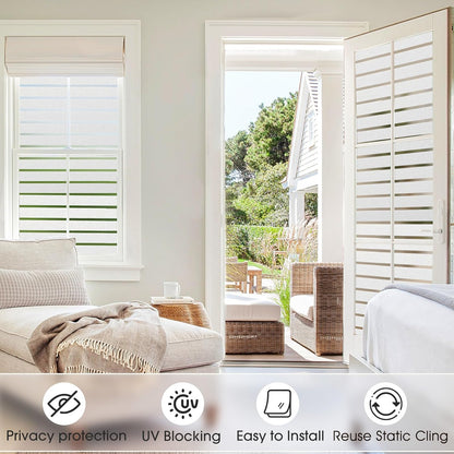Coavas Frosted Glass Window Privacy Film, Opaque Static Cling No Glue Removable, UV & Heat Blocking Anti-Glare, Renter Friendly Decorative Covering for Bathroom Bedroom Door, 17.5 x 78.7 in