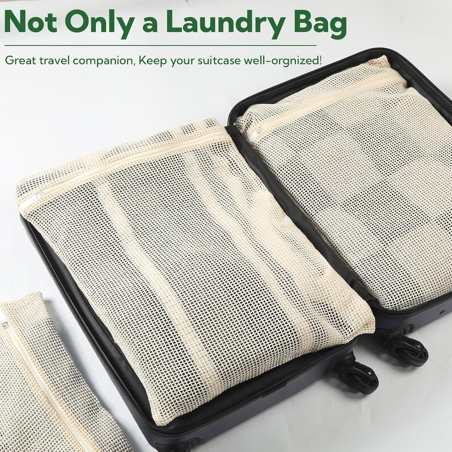 20-Piece Large Cotton Mesh Laundry Bags Set with Zipper, Delicates Wash Bags for Bras, Underwear, Socks, Shoe Wash Bag, Breathable Garment Bag for Washing Machine & Storage, Laundry Room Organization