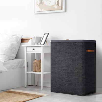 Sorbus Laundry Hamper with Lid - Collapsible 3-Compartment Fabric Laundry Basket with Handles and Removable Laundry Bag – 50 Gallon (190 L) Dirty Clothes Hamper for Bedroom, bathroom and dorm (Beige)