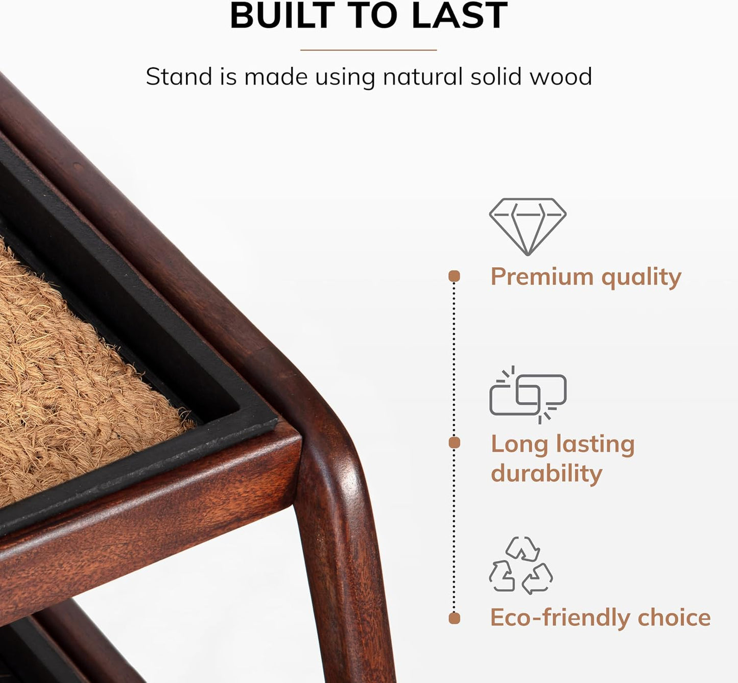 Anji Mountain Heavy Duty Waterproof Wooden Shoe Storage Mat Organizer/Boot Storage Tray Multi Use for Entryway with Coir, Gray and Ivory Insert, 1 Tier, Fits 2 Pair (26.5" Wide)