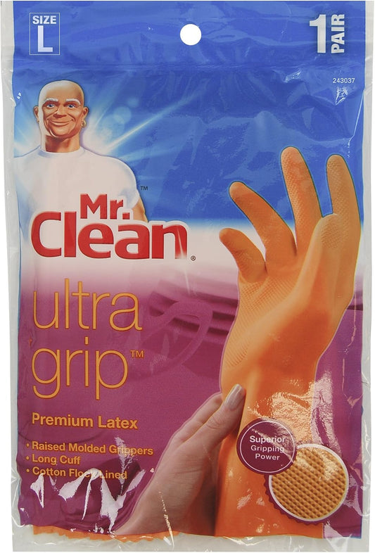 Mr. Clean Ultra Grip, Heat Resisting, Soft Cotton Flock Lining, Extreme Non-Slip Diamond Grip Gloves, Extra Large
