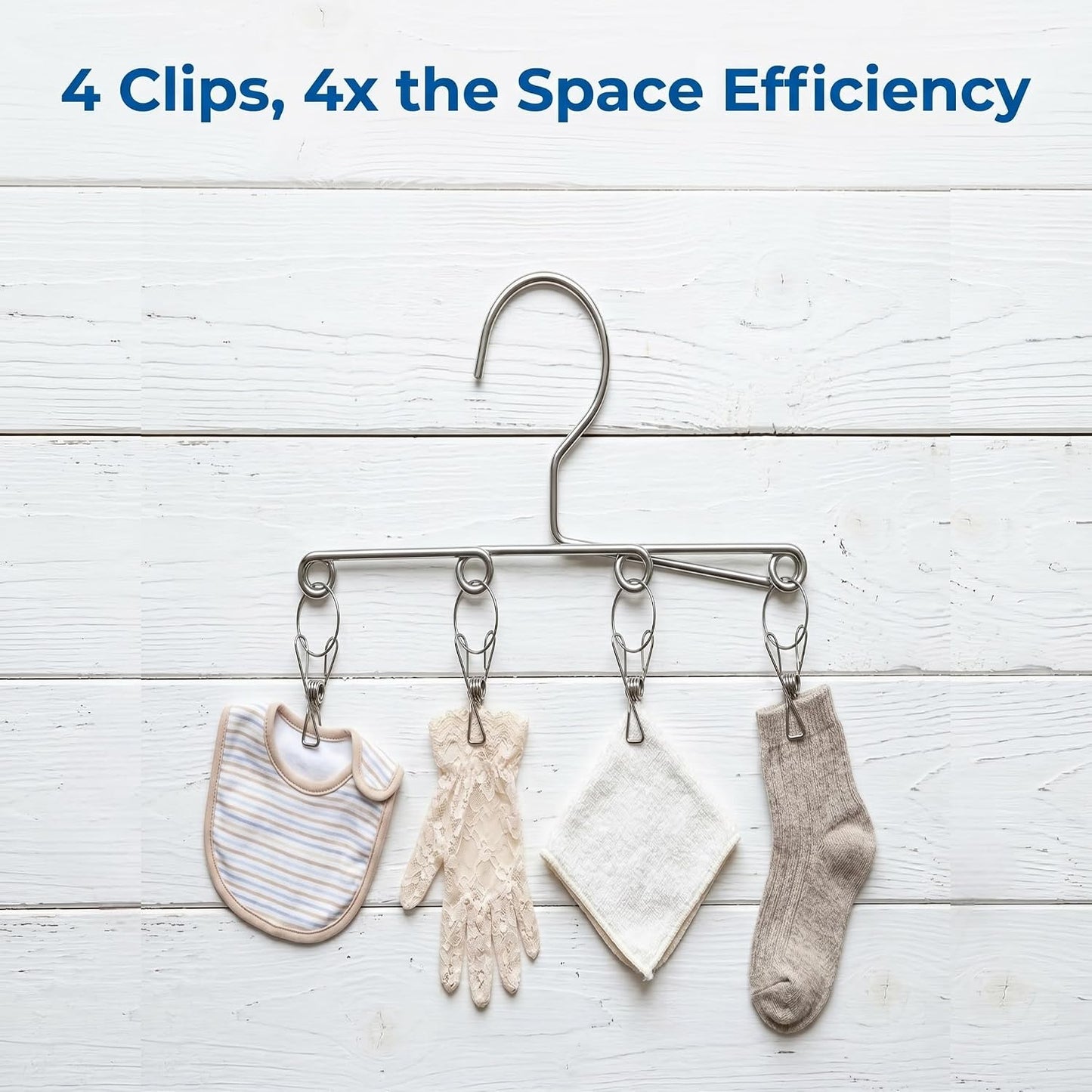 4PCS Double Clip Stainless Steel Travel Hanger, Portable Rustproof Space Saving Laundry Drying Hanger with Dual Clips, Compact Hotel Travel Hanger for Socks Handkerchiefs Small Items