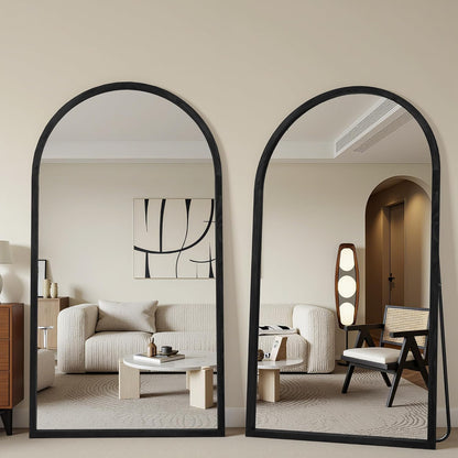 Suidia Full Length Mirror, Oversized Floor Mirror with Solid Wood Frame, Large Standing Mirror for Bedroom Living Room, Wood Art Style, Dark Walnut, 74" L x 32" W