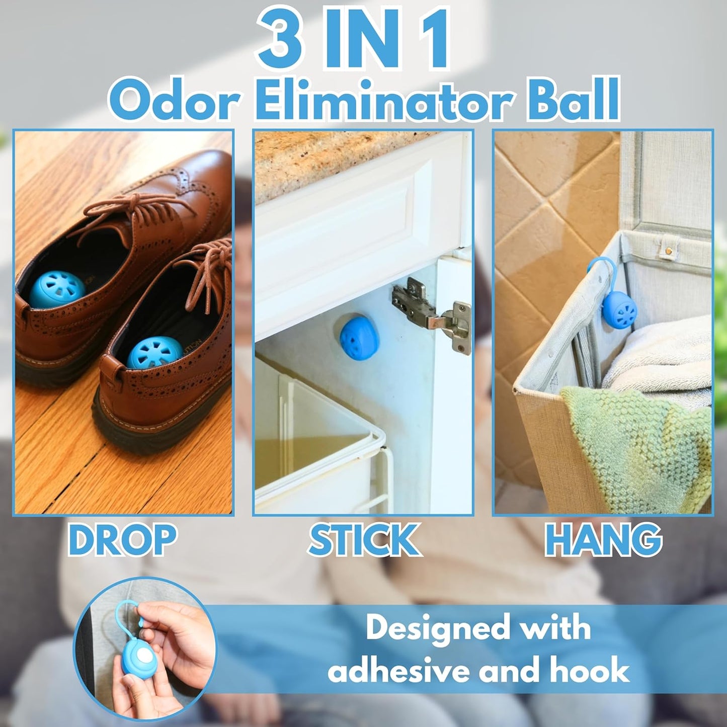 Air Jungles 3-in-1 Odor Eliminator Balls Bundle, Fresh Linen & Ocean Scent, 6 Count Each (12 Total), Essential Oil Deodorizing Balls for Shoes, Gym Bags, Lockers, Closets, Hampers & Drawers