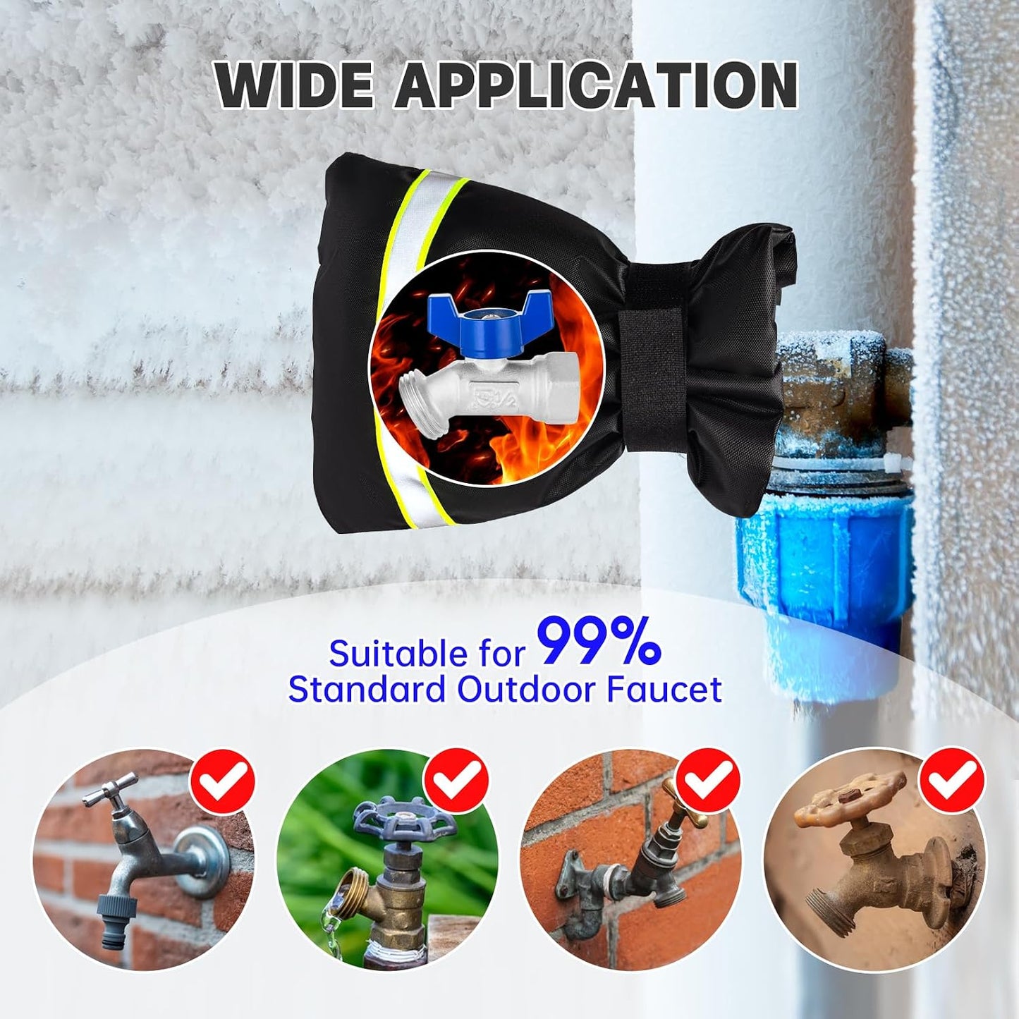 Riboud Outdoor Faucet Covers for Winter 4 Pack 8.6" H X 7.1" W, Outside Garden Faucet Socks for Freeze Protection, Reusable Waterproof Insulated Spigot Cover
