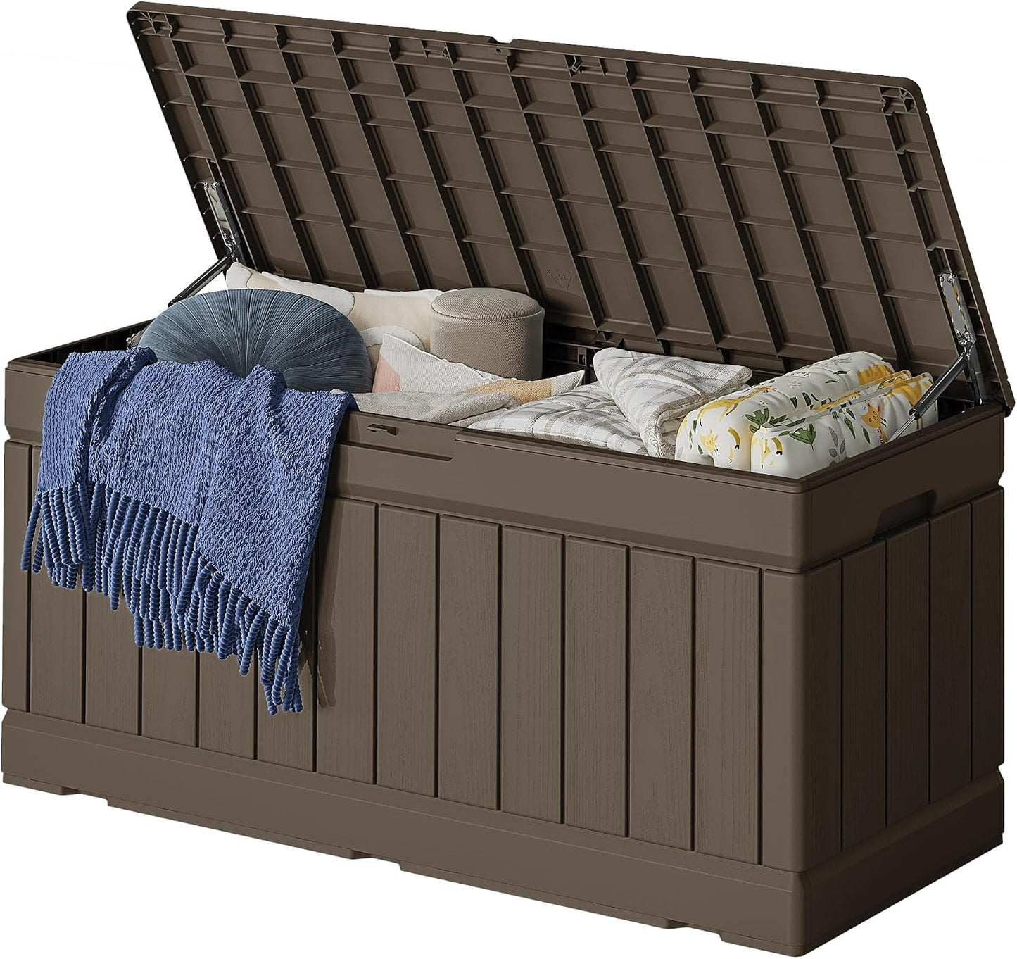 32 Gallon Deck Box Outdoor Indoor Waterproof Storage Box for Patio Furniture, Pool Accessories, Garden Tools, and Cushion Storage, Black