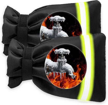 Outdoor Faucet Covers for Winter Freeze Protection 2Pack, 5.9" W x 8.25" H Heavy Duty Waterproof Insulated Spigot Covers for Outside Taps & Hose Bibs, Frost Proof, Easy Install (Black)