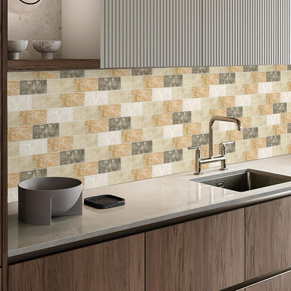 BSABSAQAA 10 Sheets Peel and Stick Backsplash for Kitchen 12"X12" Back Splash Adhesive Subway Wall Tile Sticker for Bathroom on Renter Friendlyn Marble