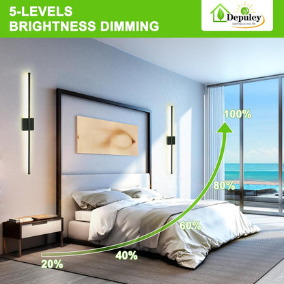 Depuley Battery Operated Wall Sconce: Set of 2 Wireless Wall Lights with 10000mAh Dimmable Bulbs and Remote for Bedroom - Rechargeable 15 Colors Gold Wall Lamp for Living Room Hallway