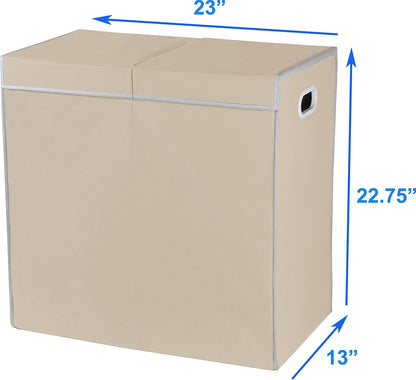 Simple Houseware Double Laundry Hamper with Lid and Removable Bags, Black