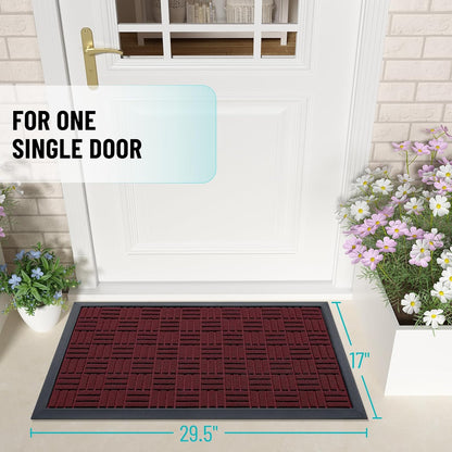 OLANLY Front Door Mat Outside Entrance 29.5x17, Absorbent, Heavy Duty Sturdy Natural Rubber Doormat Indoor Outdoor, Stain and Fade Resistant, Non-Slip Backing Low Profile Floor Mat for Entryway, Grey