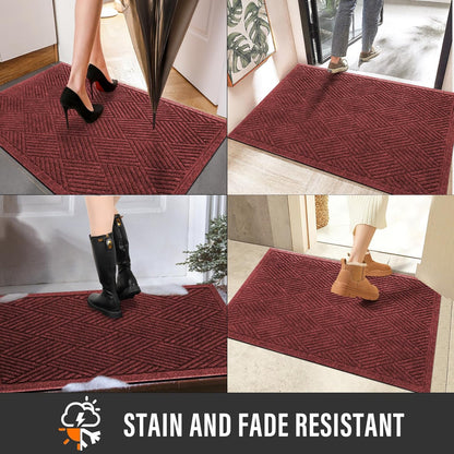 HIYARD Sturdy Front Door Mat, Absorbent Muddy Dirt Resist Welcome Door Mats Outdoor Indoor, Stain and Fade Resistant, Non-Slip Rubber Backing Low Profile Doormat for Entryway, 30×17, Beige