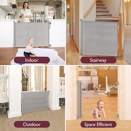 Momcozy Retractable Baby Gate, 33" Tall, Extends up to 55" Wide, Child Safety Baby Gates for Stairs, Doorways, Hallways, Indoor, Outdoor