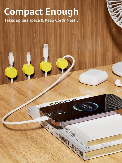 12 Pack Magnetic Cable Clips – [One-Snap Lock] Phone Cord Holder for Desk, Adhesive Magnetic Cord Organiser for Nightstand, Wall, Car – Under Desk Cable Management for Office, Home