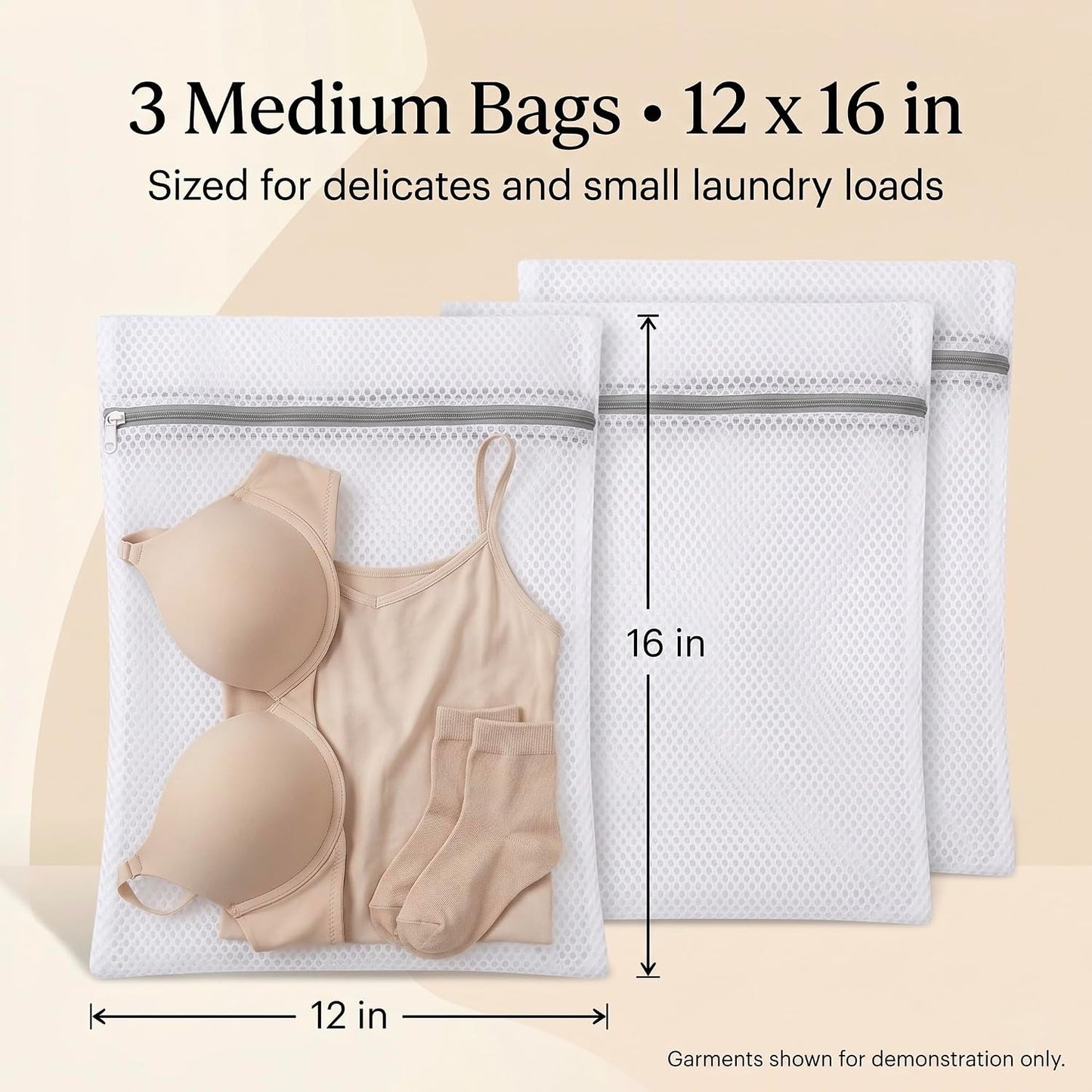 GroundLuxe Mesh Laundry Bags for Delicates, 3 Pack, 12 x 16 Inch