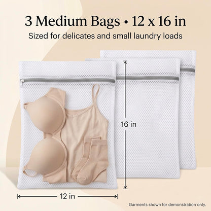 GroundLuxe Mesh Laundry Bags for Delicates, 3 Pack, 12 x 16 Inch