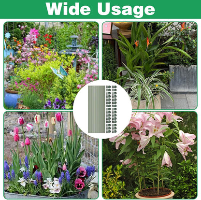 10pcs Green Plant Support Stakes with 15pcs Clips, Bendable Stakes for Tall Plants, Indoor & Outdoor Use