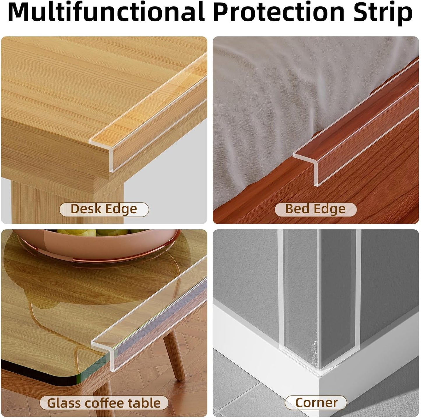 Clear Edge Protector & Corner Protectors, 0.8in（W x 6.6FT(L), Baby Proof Corner Guards for Sharp Edges, Safety Bumper Strip for Furniture, Drawers, Tables & Cabinets