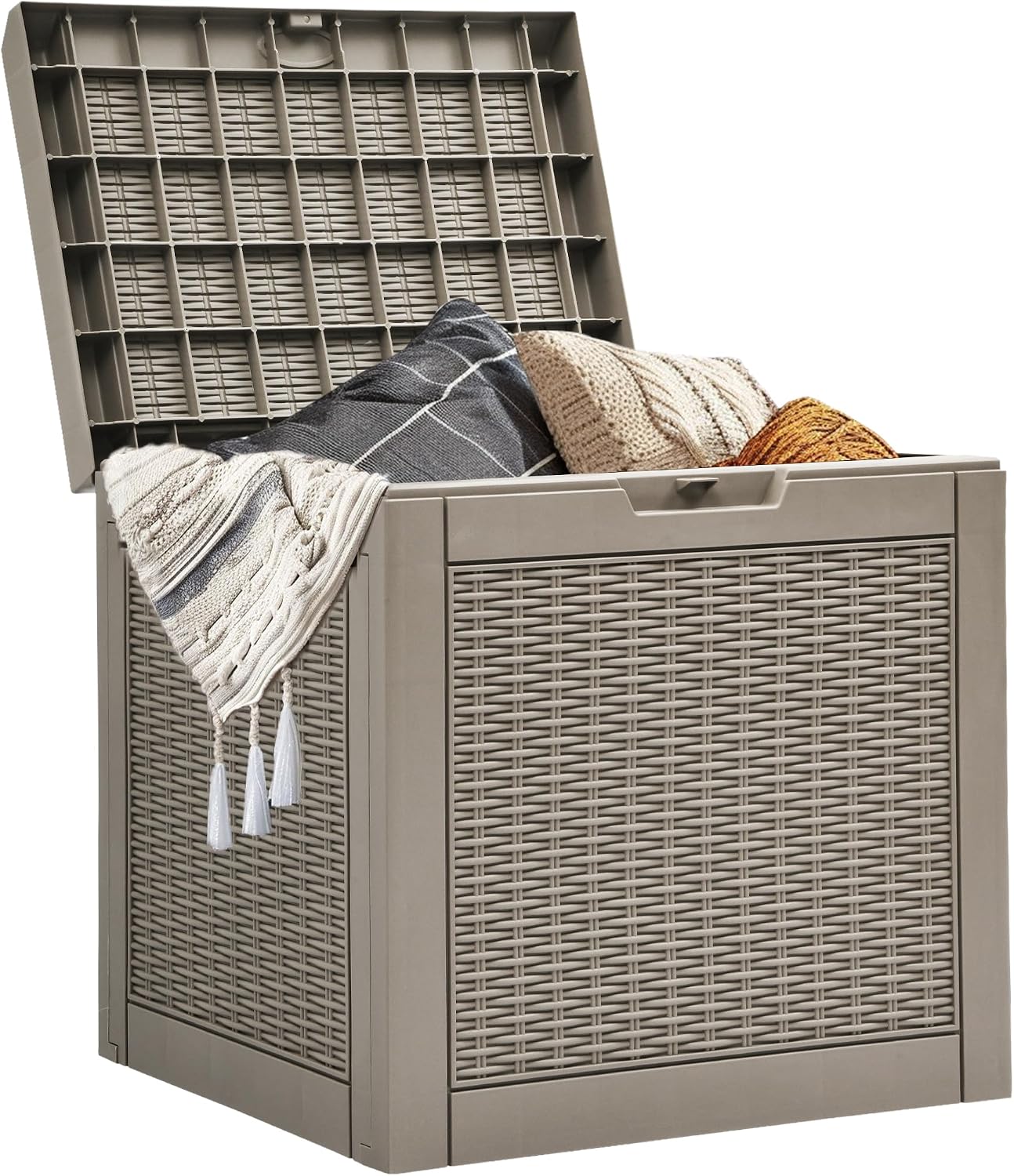 YITAHOME 100 Gallon Large Outdoor Deck Box | Waterproof Resin Storage Box, Lockable Indoor Outdoor Storage Container for Patio Furniture Cushions, Pool Accessories