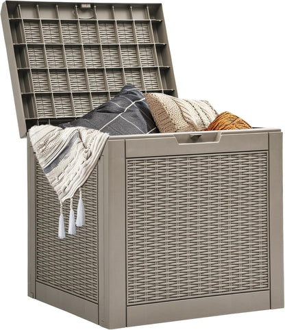 YITAHOME 100 Gallon Large Outdoor Deck Box | Waterproof Resin Storage Box, Lockable Indoor Outdoor Storage Container for Patio Furniture Cushions, Pool Accessories