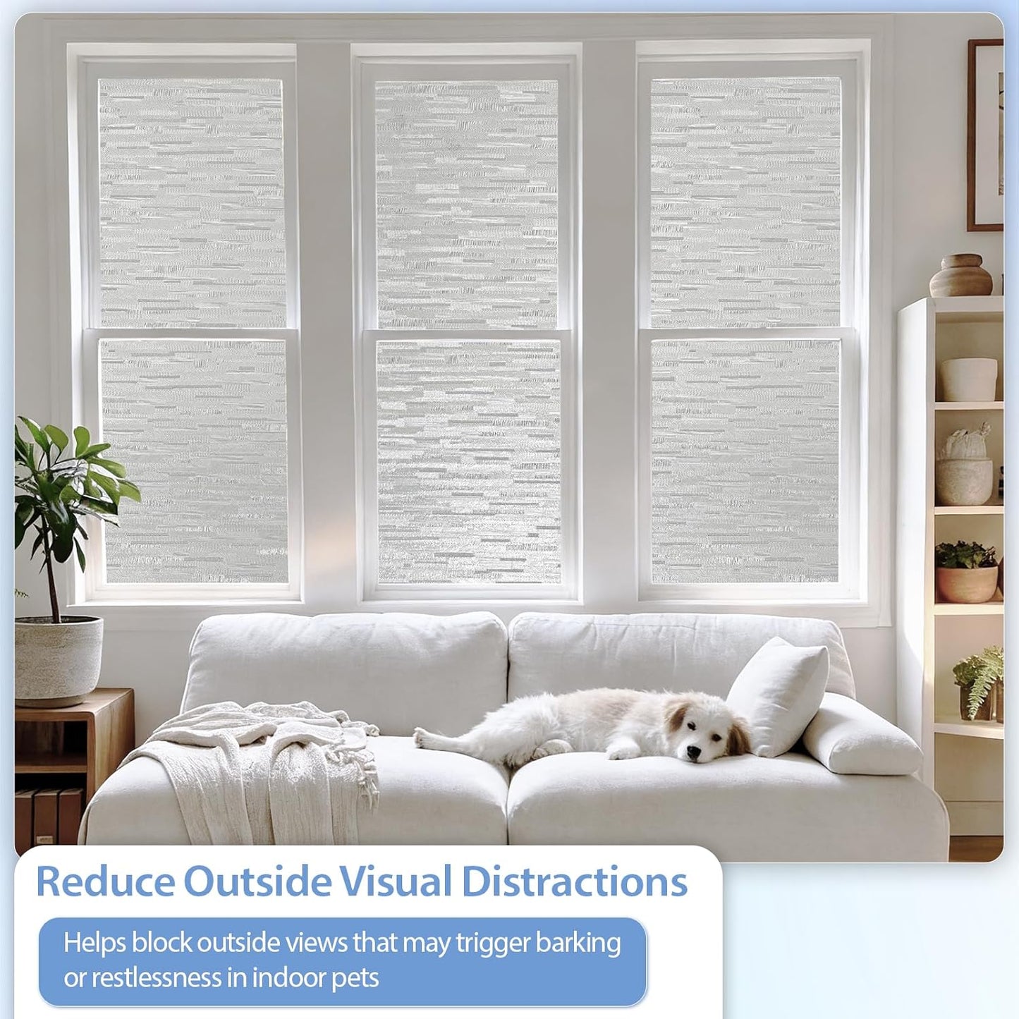 GTJ Frosted Window Privacy Film, Static Cling No Glue Removable Reusable, UV Blocking Glare & Heat Reduction, for Bathroom Glass Door Home Office, 17.5" x 78.7"in