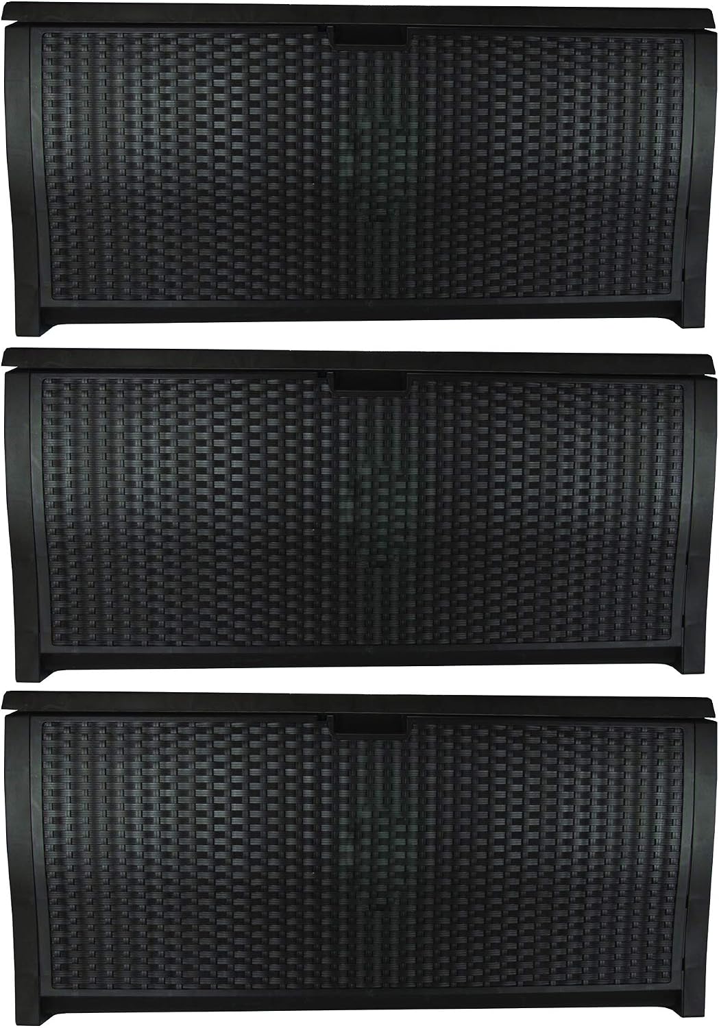 Suncast DBW9200 99 Gallon Outdoor Wicker resin Patio Storage Chest Bin with Handles for Patio, Garden, Garage, or Pool for All Weather, Mocha