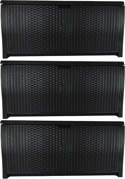 Suncast DBW9200 99 Gallon Outdoor Wicker resin Patio Storage Chest Bin with Handles for Patio, Garden, Garage, or Pool for All Weather, Mocha