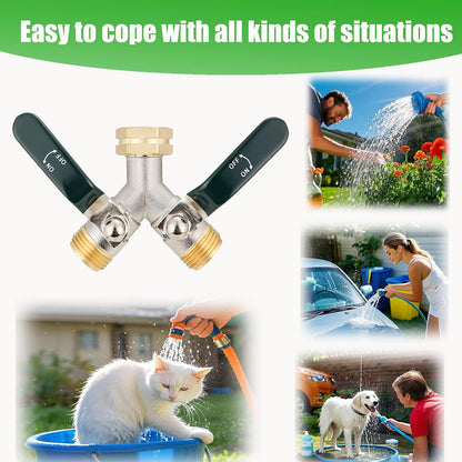 EJW Hose Splitter, 2 Way Hose Splitter, Garden Hose Splitters,Faucet Splitters, Outdoor Faucet Splitter, 2 Way Hose Connector,Brass Splitter, 3/4” GHT Threads.
