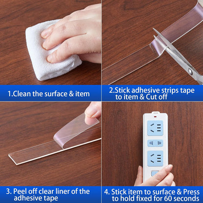 Nano Strong Mounting Adhesive Tape Double Sided Tape Heavy Duty Removable Clear Two Sided Double Stick Wall Tape 1/2in*10ft